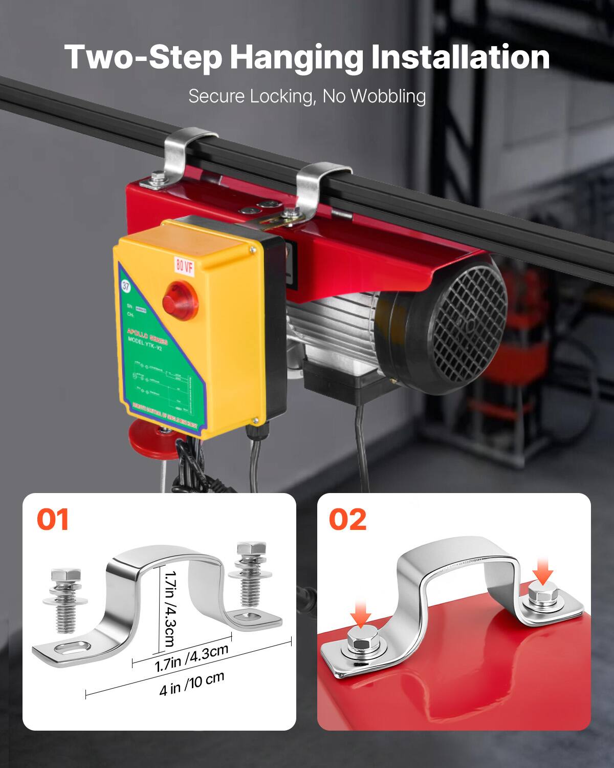 Two-Step Hanging Installation Secure Locking, No Wobbling

37 BOVF - io APOLLO MODEL VT-V2 MODEL SERIES YE

- L - 01 02

1.7in / 4.3cm
1.7in / 4.3cm
4 in / 10 cm