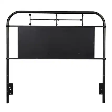 Front. Liberty Furniture Industries - Vintage Series Full Metal Headboard - Black in Distressed Metal - Black.