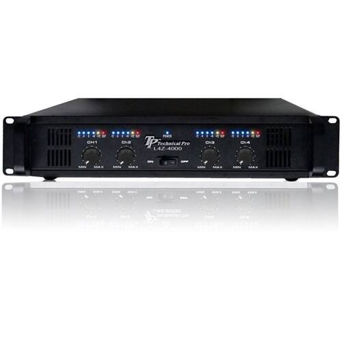 Front Standard. Technical Pro - L Series 4000W 4-Channel Amplifier - Black.