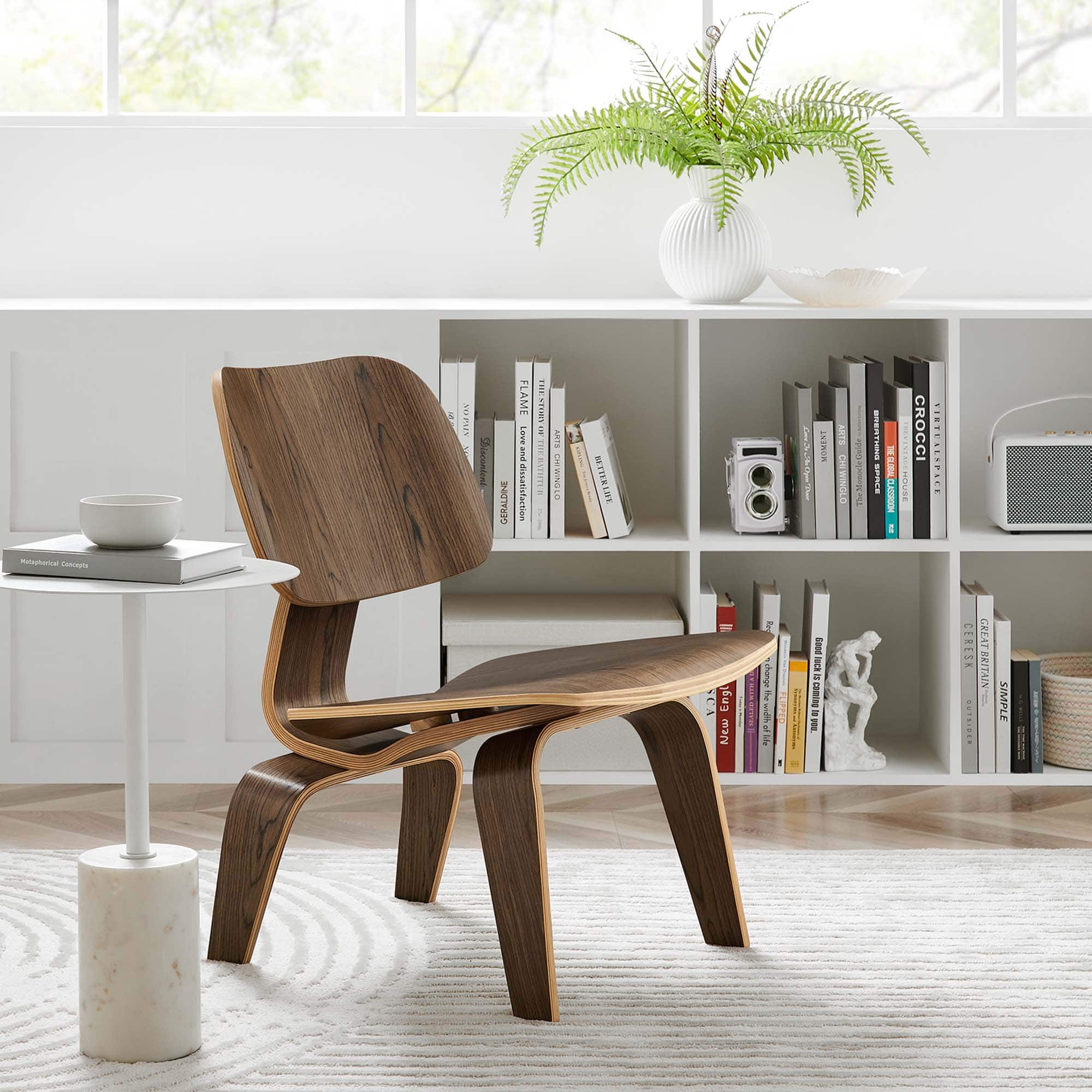 Fathom Wood Lounge Chair by Modway - Walnut