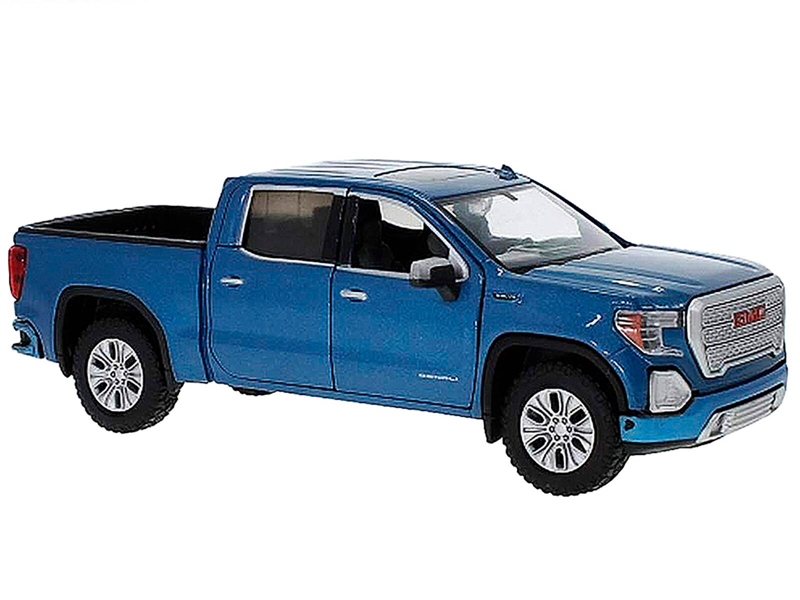 Alt View 1. Motormax - 2019 GMC Sierra 1500 Denali Crew Cab Pickup Truck Blue Metallic 1/24-1/27 Diecast Model Car by Motormax.
