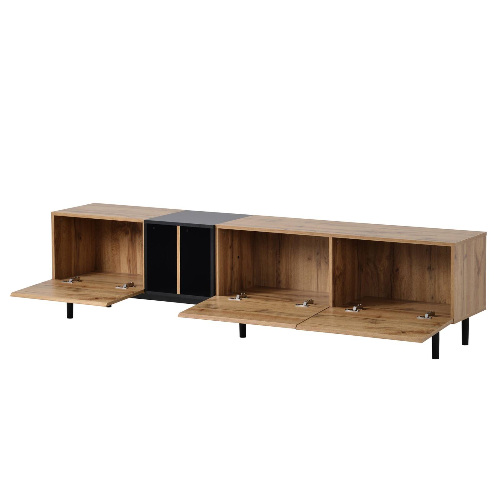Alt View 10. Ecooso - Modern TV Stand for 80'' TV with 3 Doors, Media Console Table, Entertainment Center with Large Storage - Natural Wood.