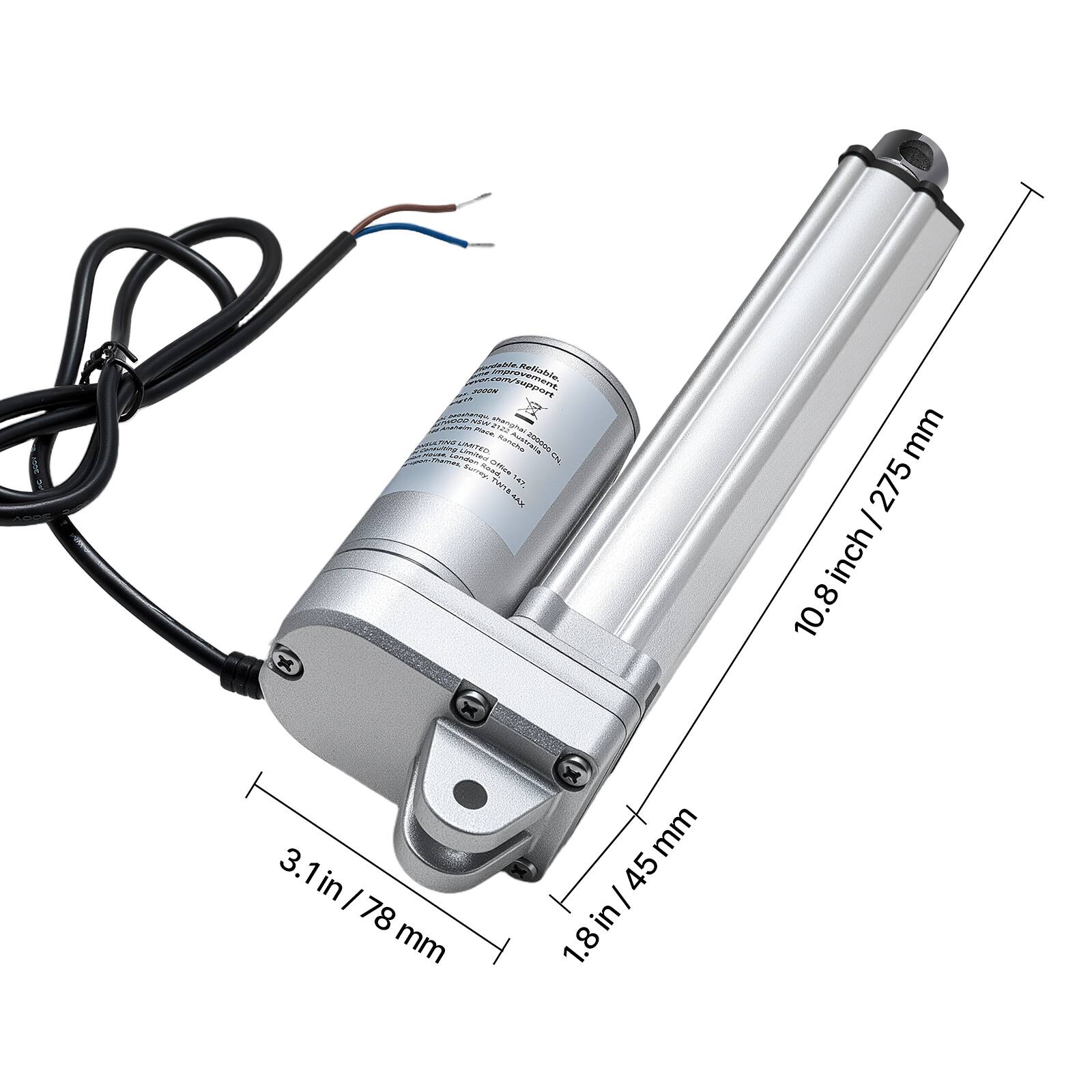 - Setable npport S maza E ISTMAL munane
- Snde nt amza na 18T MAK
- 275 mm
- 10.8 in
- 3.1 in
- 78 mm
- 45 mm
- 1.8 in