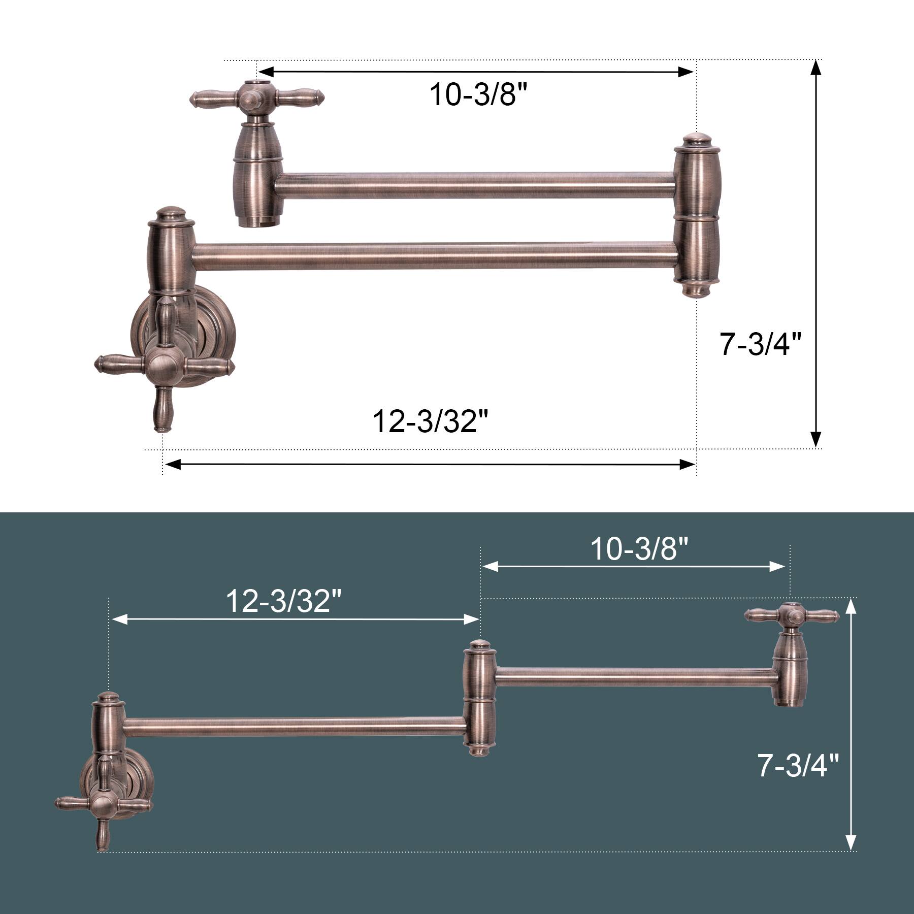 10-3/8" 7-3/4" 12-3/32" 10-3/8" 12-3/32" 7-3/4"