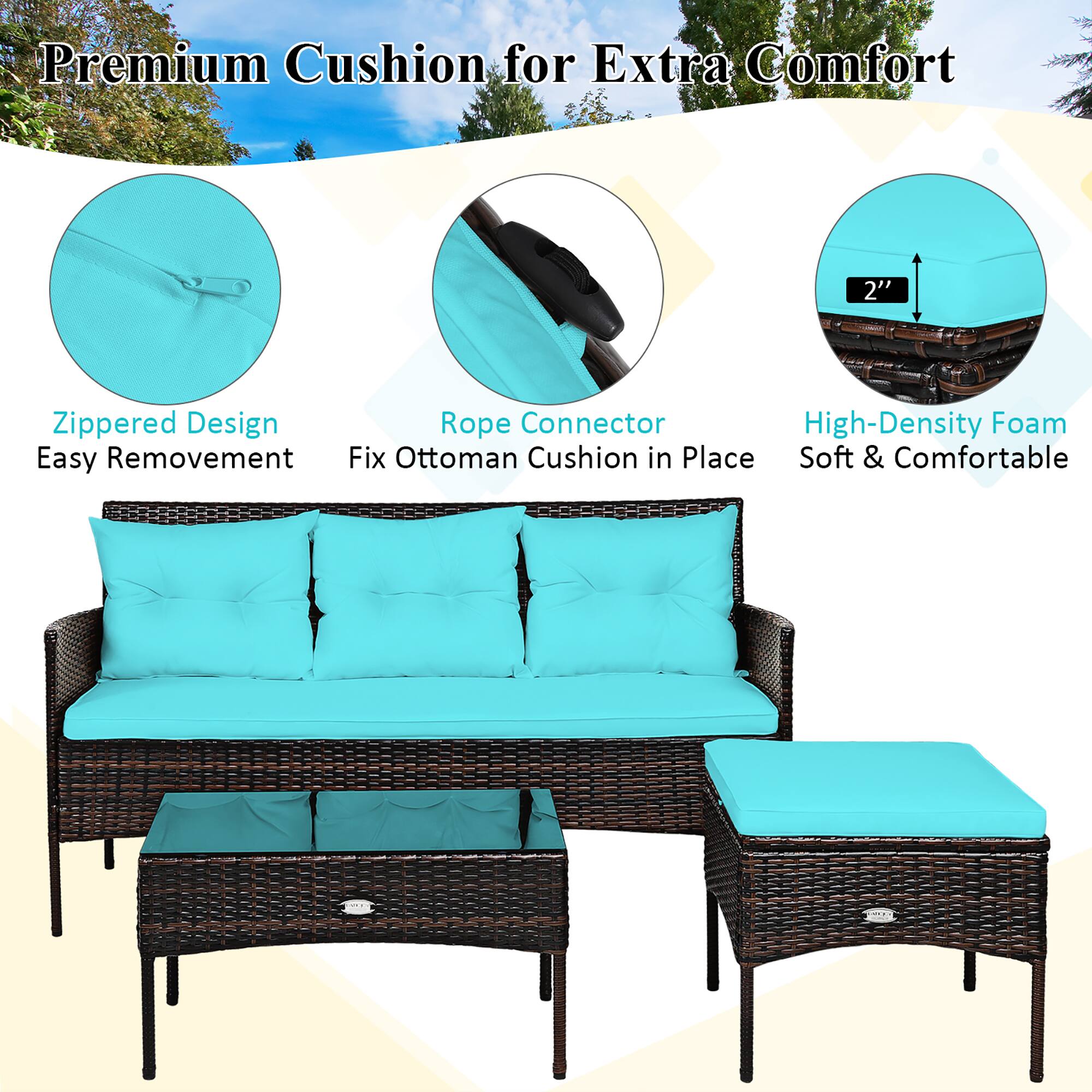 Premium Cushion for Extra Comfort

Zippered Design
Easy Removal
Rope Connector
Fix Ottoman Cushion in Place
High-Density Foam
Soft & Comfortable