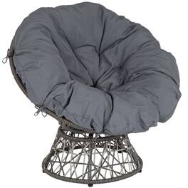 Emma + Oliver - Swivel Patio Chair with Cushion - Gray Cushion/Gray Frame