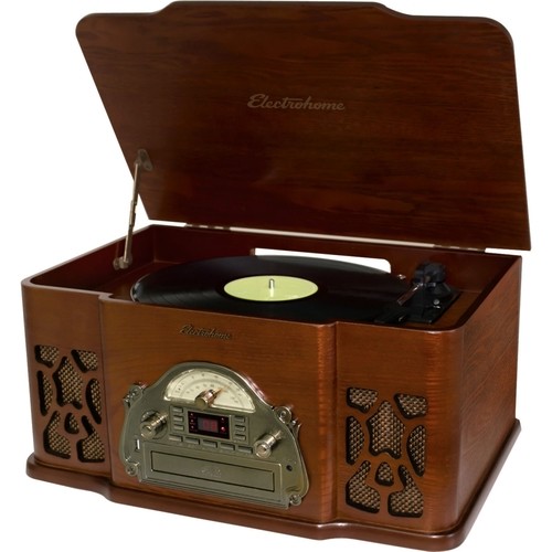  Electrohome - Wellington Nostalgia Turntable Real Wood Stereo System w/ Record Player,USB Recording,MP3,CD &amp; Radio - Wood