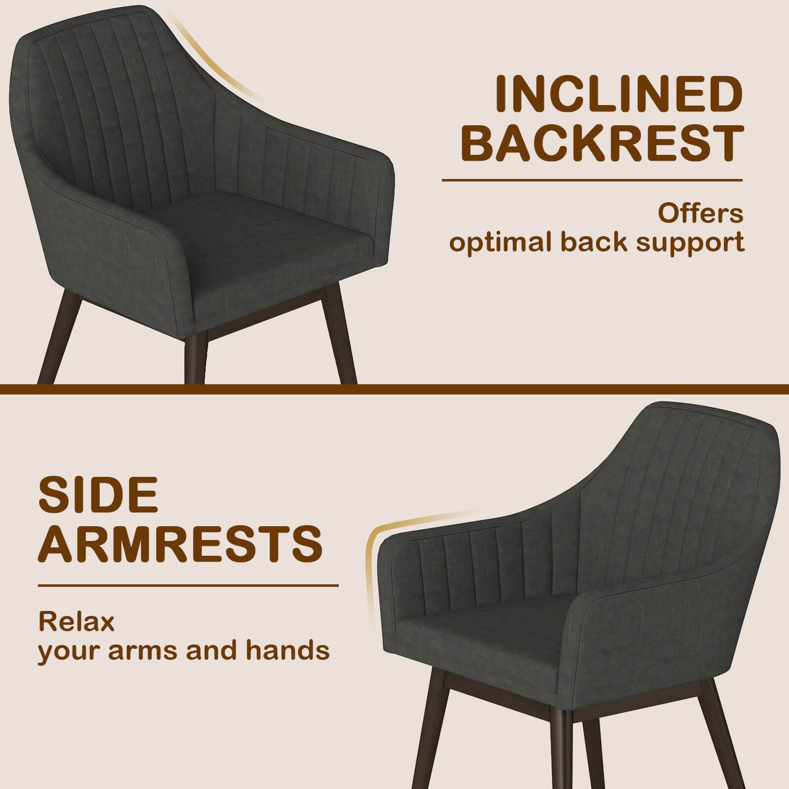 INCLINED BACKREST  
Offers optimal back support  

SIDE ARMRESTS  
Relax your arms and hands