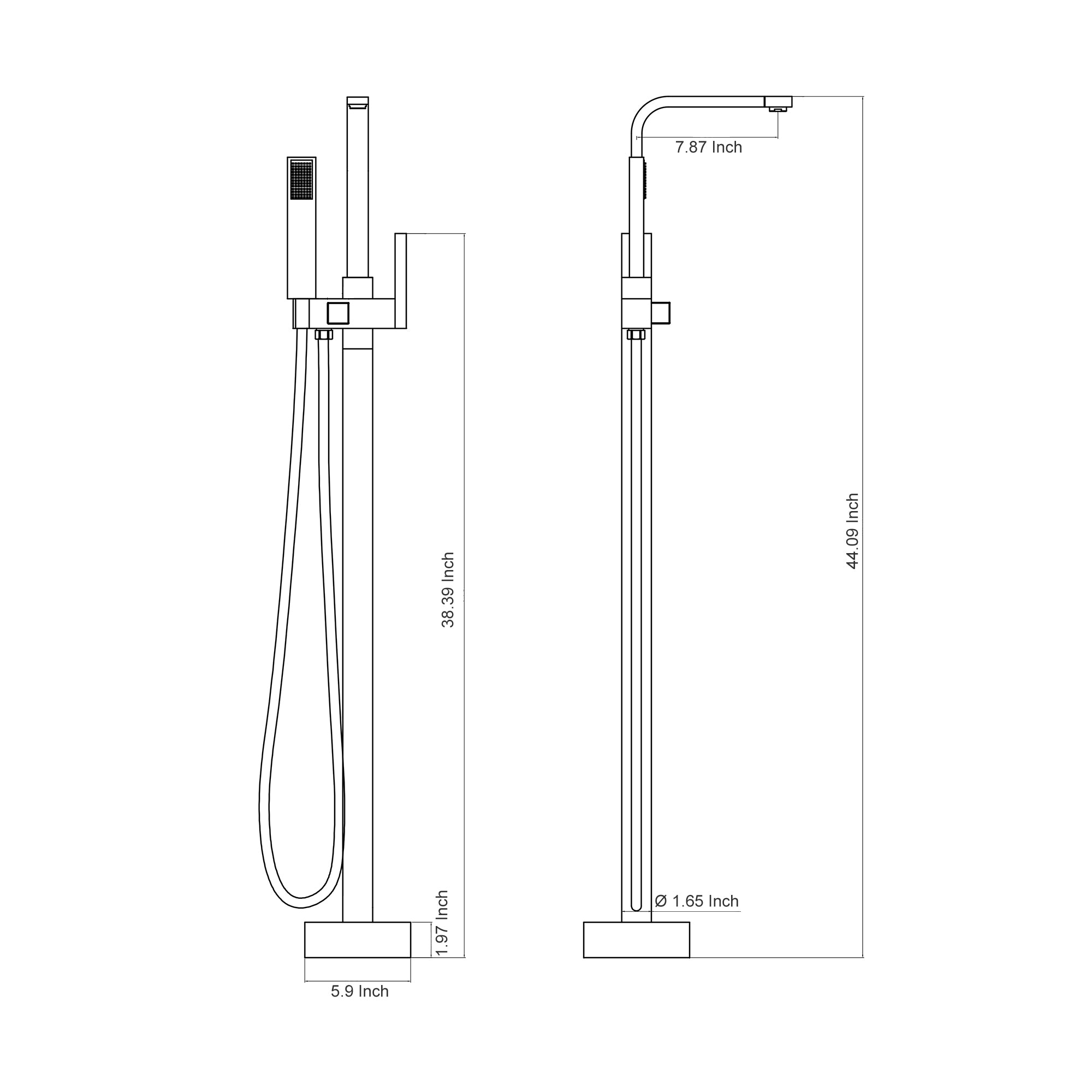 7.87 Inch, 38.39 Inch, 44 Inch, 1.97, 1.65 Inch, 5.9 Inch