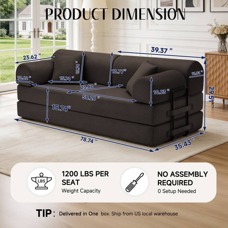 PRODUCT DIMENSION

23.62" 15.74" 10.62" 15.74" 23.62" 58.26" 15.74" 39.37" 10.23" 11.81" 29.51" 78.74" 35.43"

1200 LBS PER SEAT Weight Capacity

NO ASSEMBLY REQUIRED 0 Setup Needed

TIP: Delivered in One box. Ship from US local warehouse