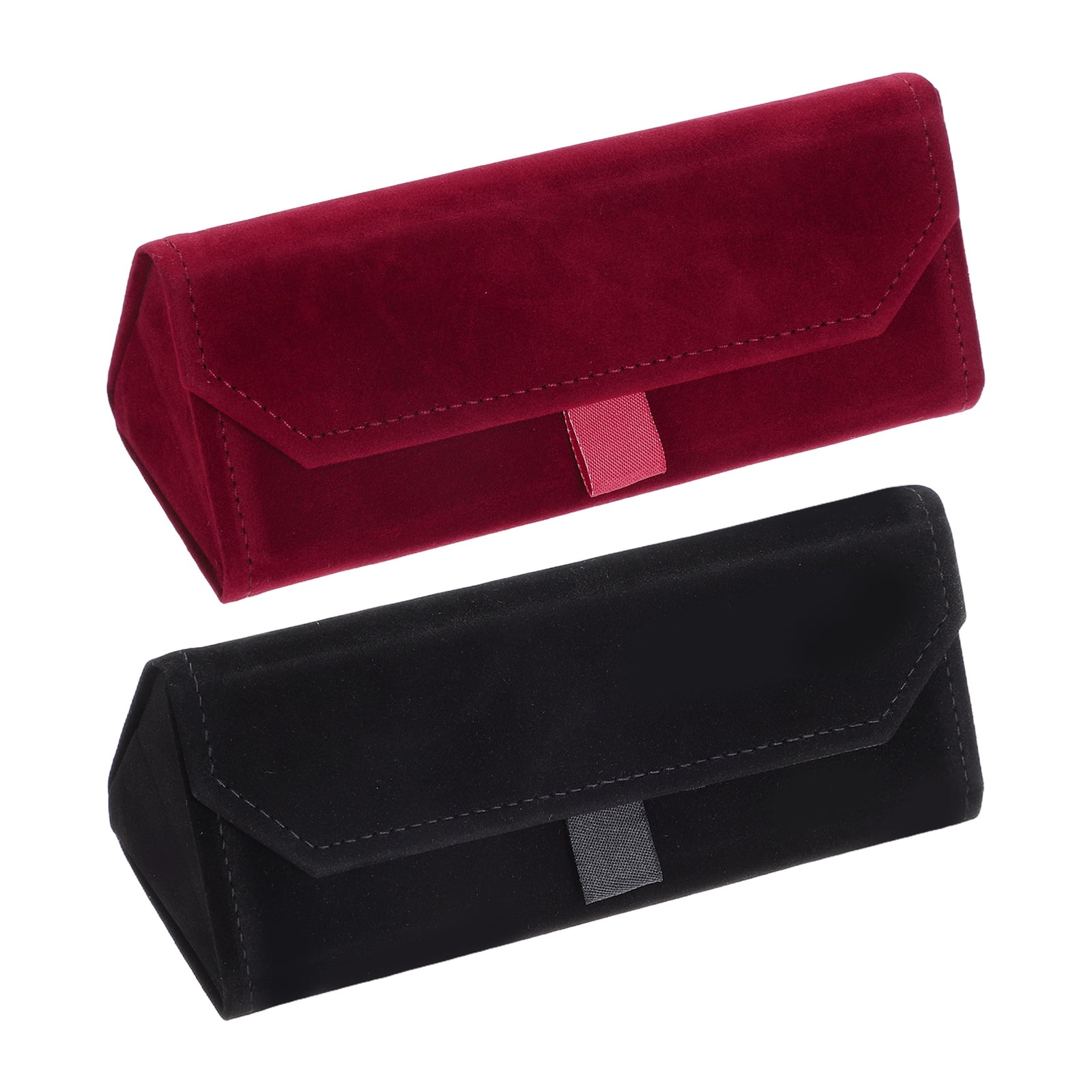 Unique Bargains - 2pcs Foldable Glasses Case, Triangle Magnetic Sunglass Organizer, Suede Hard Eyeglass Case for Both - Black/Red price history on PriceWatchPro