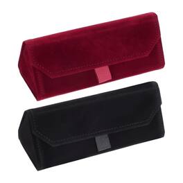 Unique Bargains - 2pcs Foldable Glasses Case, Triangle Magnetic Sunglass Organizer, Suede Hard Eyeglass Case for Both - Black/Red