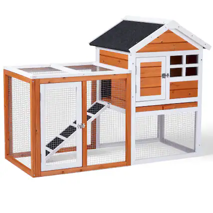 Front. Winado - Wooden Chicken Coop Hen House 46in, Poultry Hutch, Pet Cage with Nesting Box for Backyard Run Cage, Outdoor Garden.