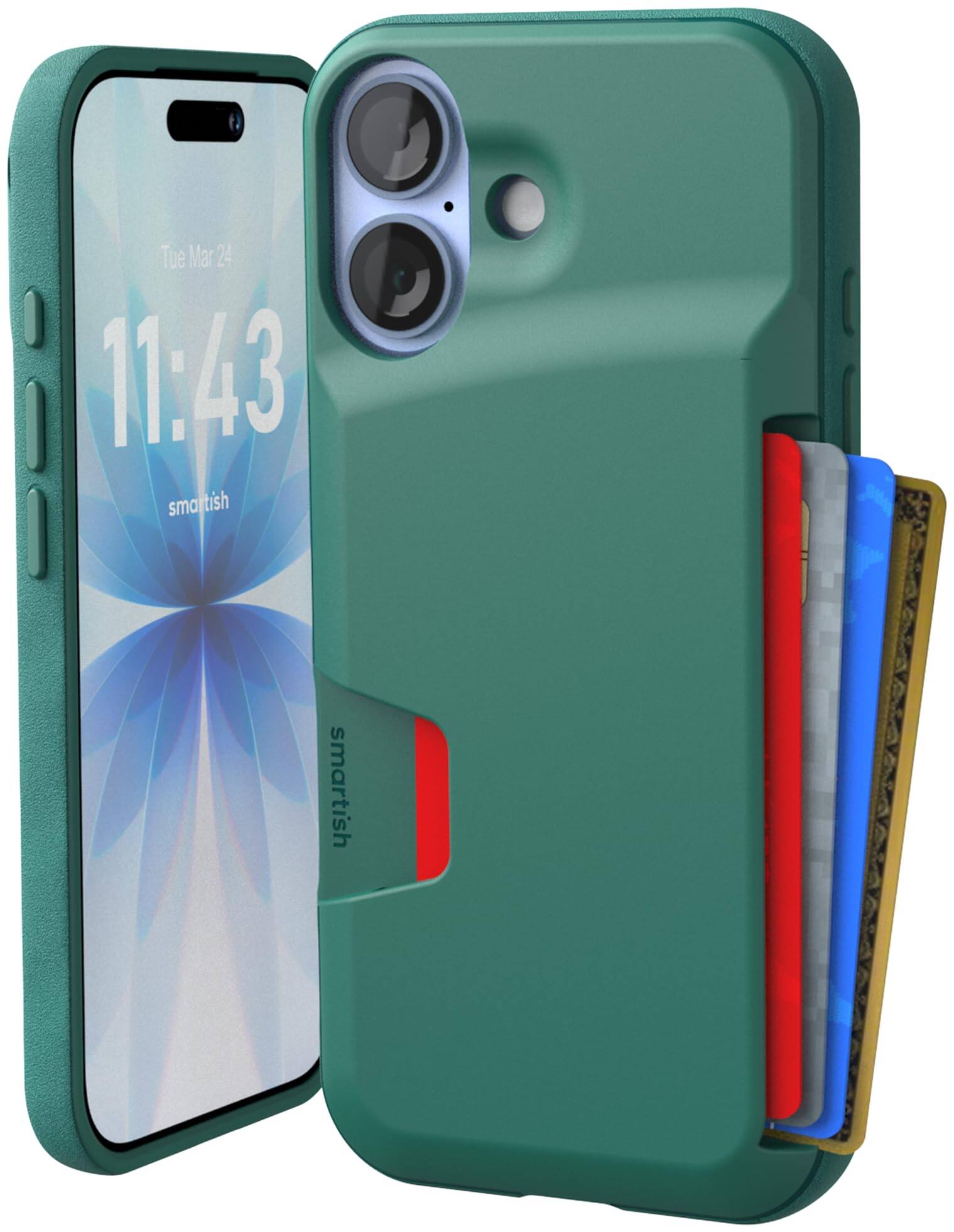 Smartish - iPhone 17 Wallet Case - Wallet Slayer Vol 1 - Slim Grip Card Holder Cover - Green - So Jaded