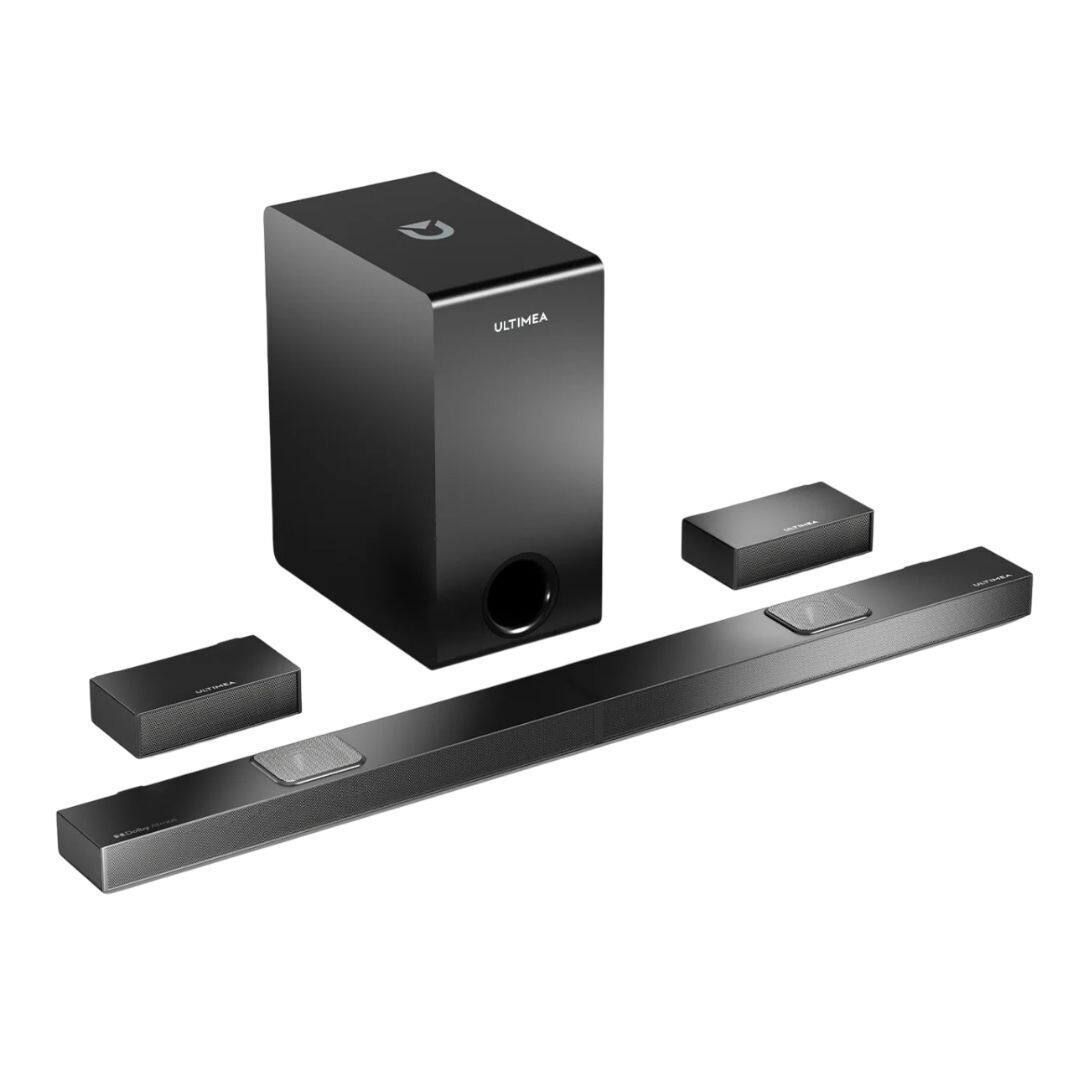 Front. Ultimea - Ultimea Nova S80 5.1.2 Channel True Dolby Atmos Black Soundbar - Black.