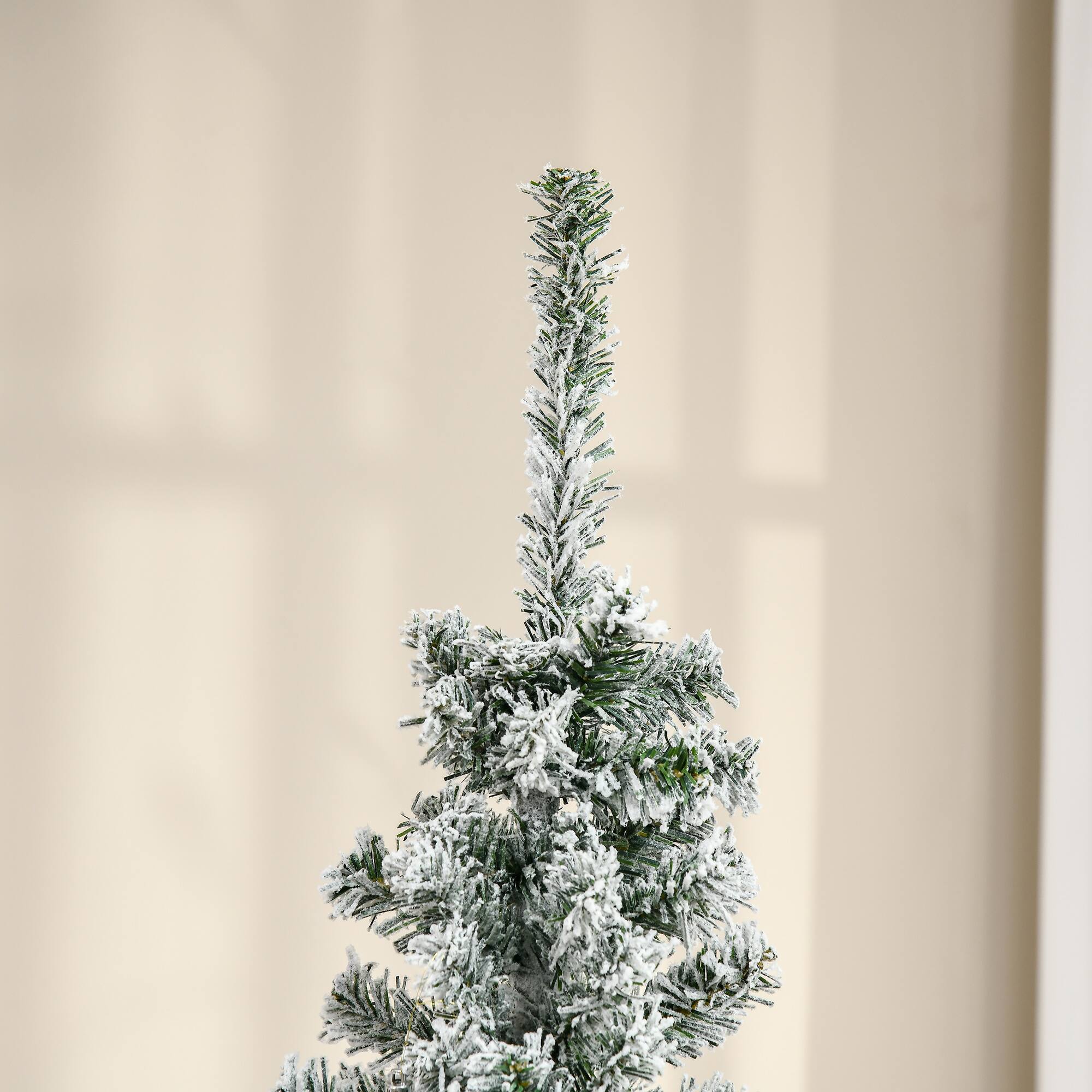 Alt View 7. Homcom - Tall Unlit Snow-Flocked Slim Artificial Christmas Tree with Realistic Branches and 492 Tips - Green.