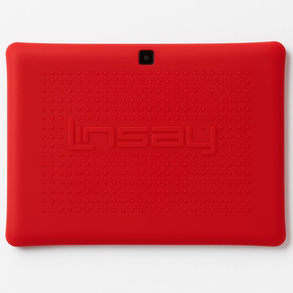 Back. LINSAY - LINSAY 10.1"Octa Core 128GB Storage Android 15 Tablet with Red Kids Defender Case - Red.
