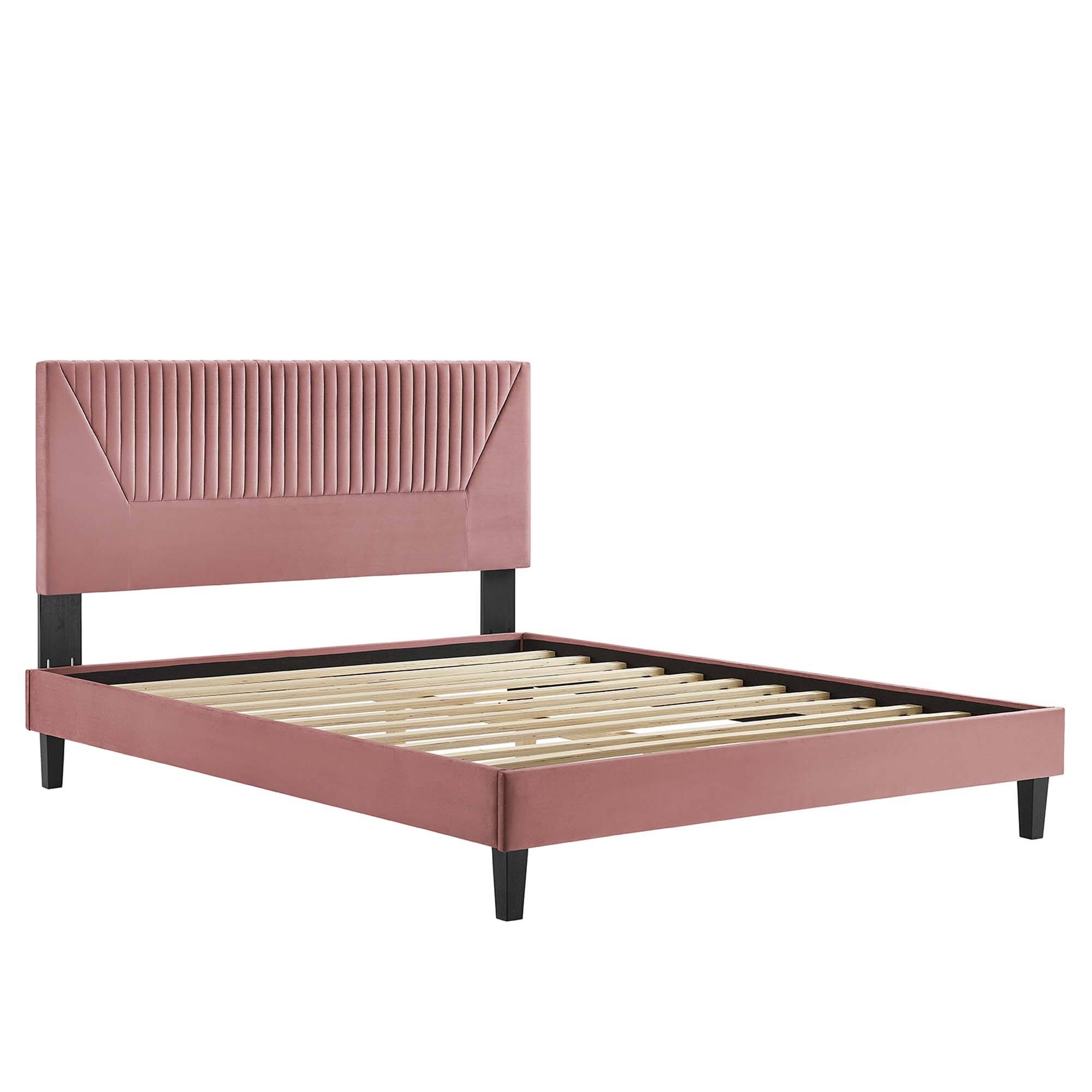 Alt View 2. Modway - Willow Wood King Platform Bed With Splayed Legs - Brown.
