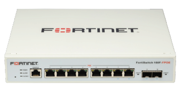 Fortinet - FortiSwitch 108F-FPOE 8-Port GE Full PoE+ Switch with 2 SFP Uplinks, 130W (FS-108F-FPOE)