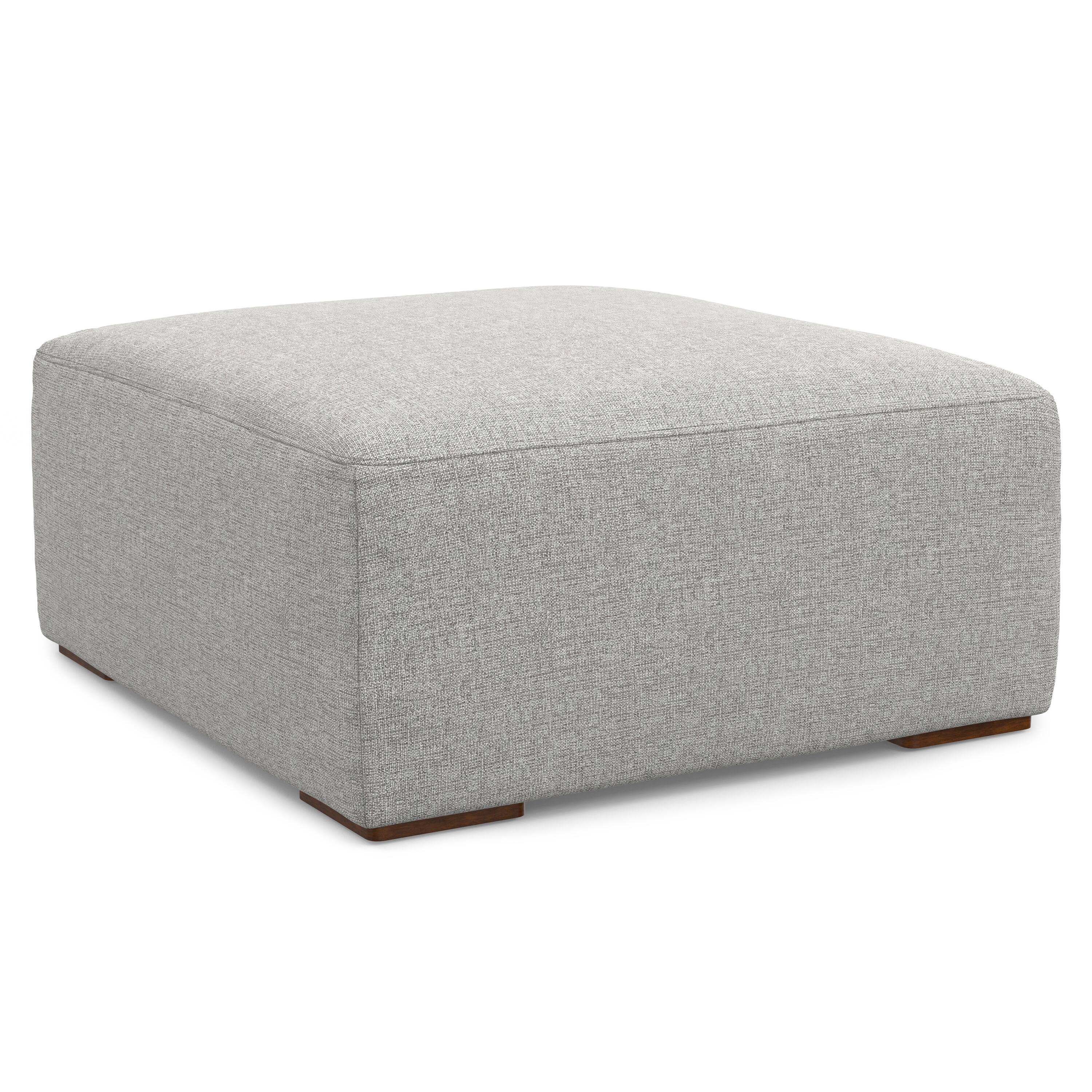 Alt View 3. Simpli Home - Rex Ottoman in Tightly Woven Performance Fabric - Pale Grey.