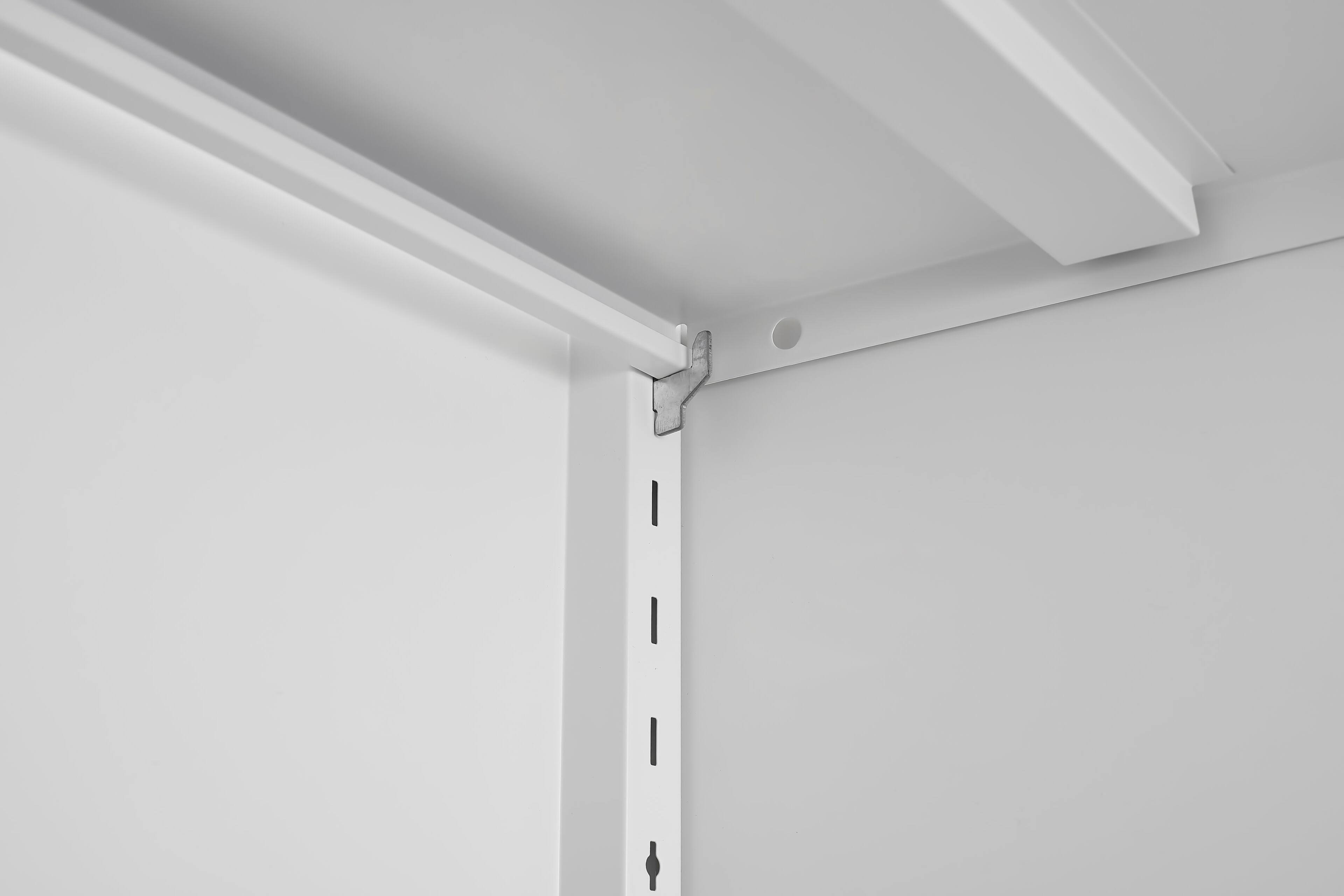 Back. GOODSILO - Adjustable Two-Door Tall Steel Storage Cabinet with Adjustable Shelves for Kitchen Pantry and Home Organization - White.