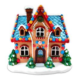 OrnamentallyYou - Whimsically Sweet Gingerbread Home Lighted Christmas Decoration, 7" LED Table Figurine Holiday Decor - Multicolored