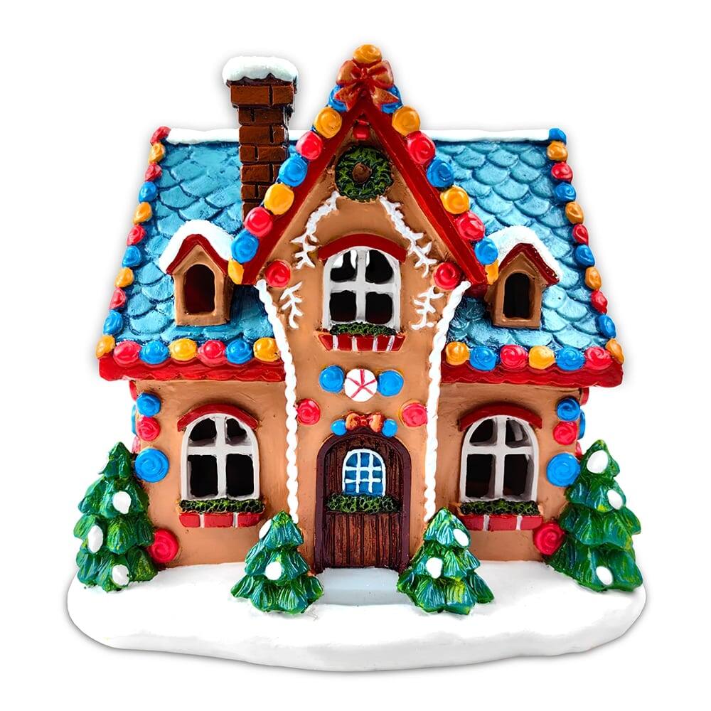 Front. OrnamentallyYou - Whimsically Sweet Gingerbread Home Lighted Christmas Decoration, 7" LED Table Figurine Holiday Decor - Multicolored.