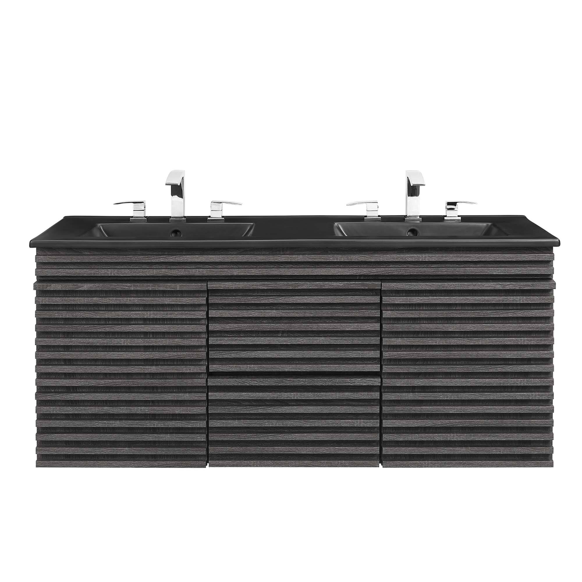 Alt View 2. Modway - Render 48" Wall-Mount Bathroom Vanity Basin Included by Modway - Charcoal Black.