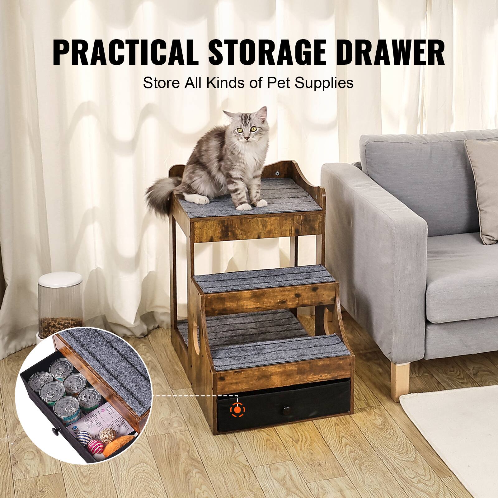 PRACTICAL STORAGE DRAWER  
Store All Kinds of Pet Supplies