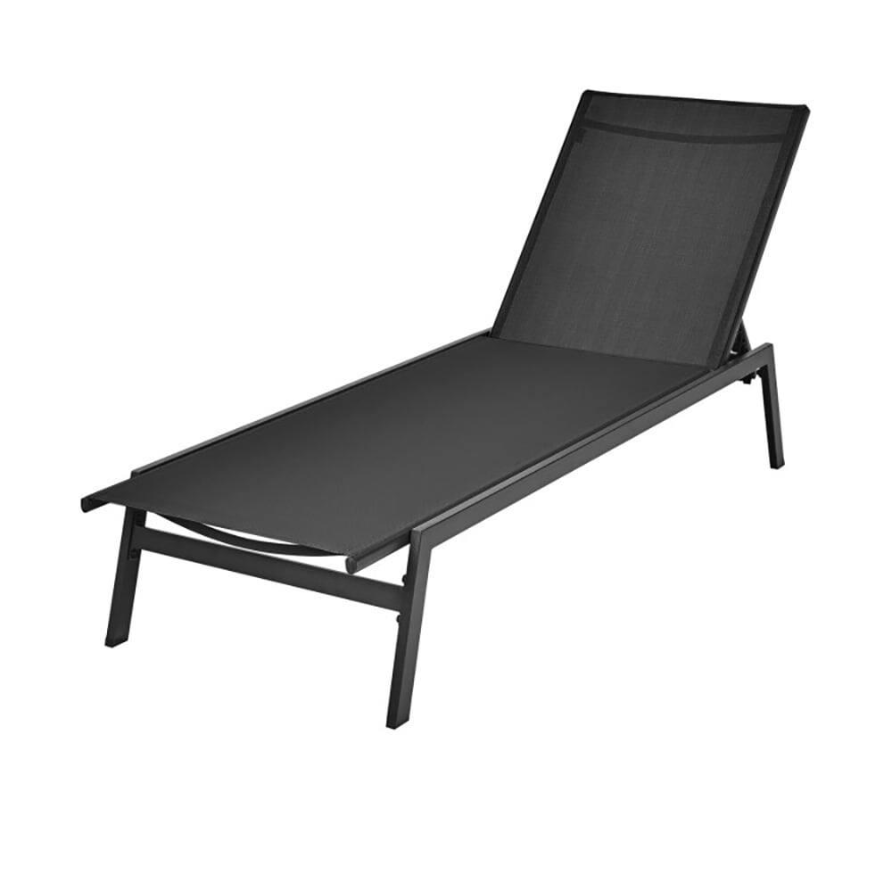 Alt View 1. Kadyn - Outdoor Chaise Lounge Chair, Outdoor Reclining Chaise Lounge Chair with 6-Position Adjustable Back-Black - Black.