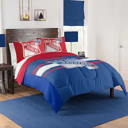 Sweet Home Collection - NHL New York Rangers Comforter & Pillow Sham Set- Full/Queen - Multicolored