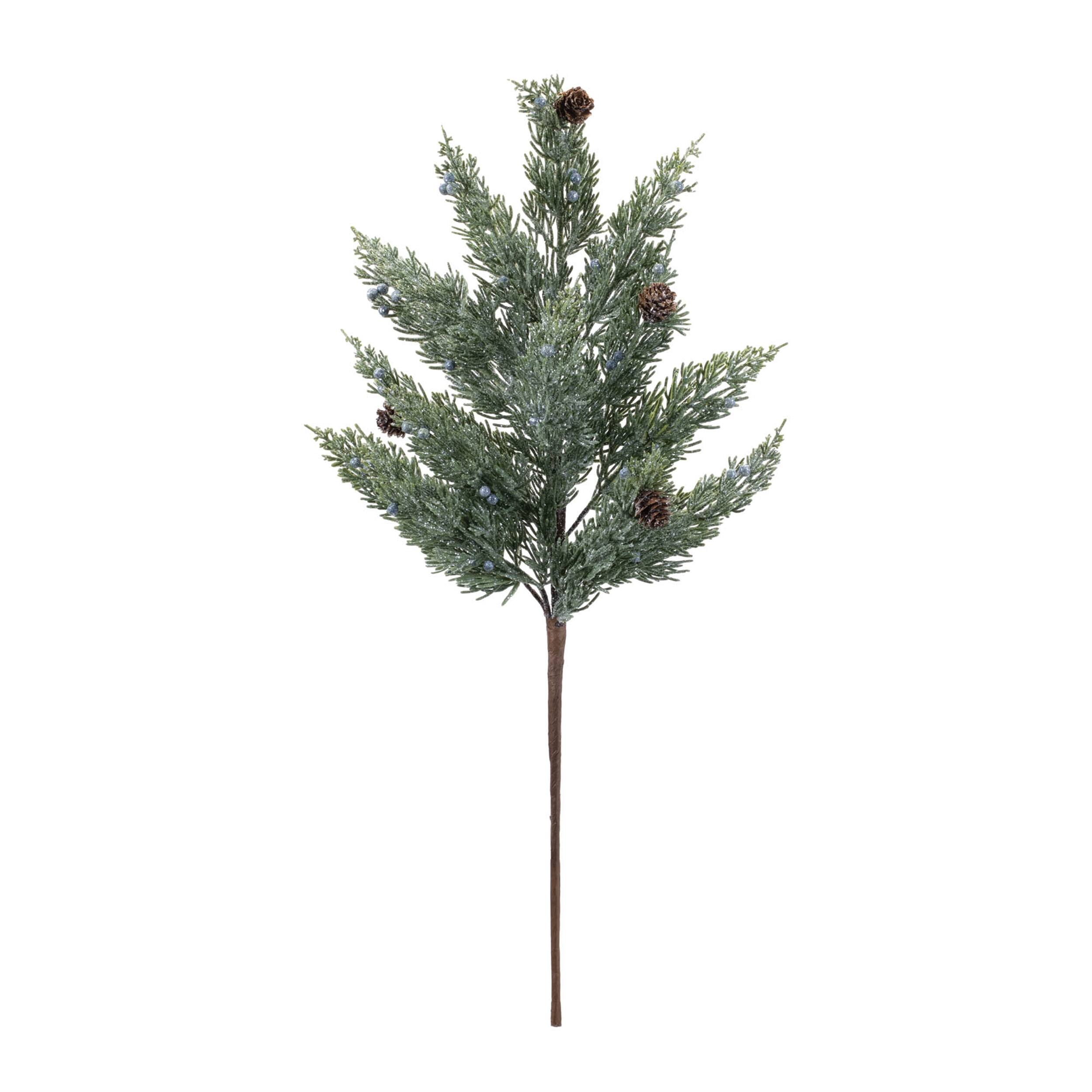 Angle. BreeBe - Glittered Juniper Spray (Set of 6) - Green, Blue.