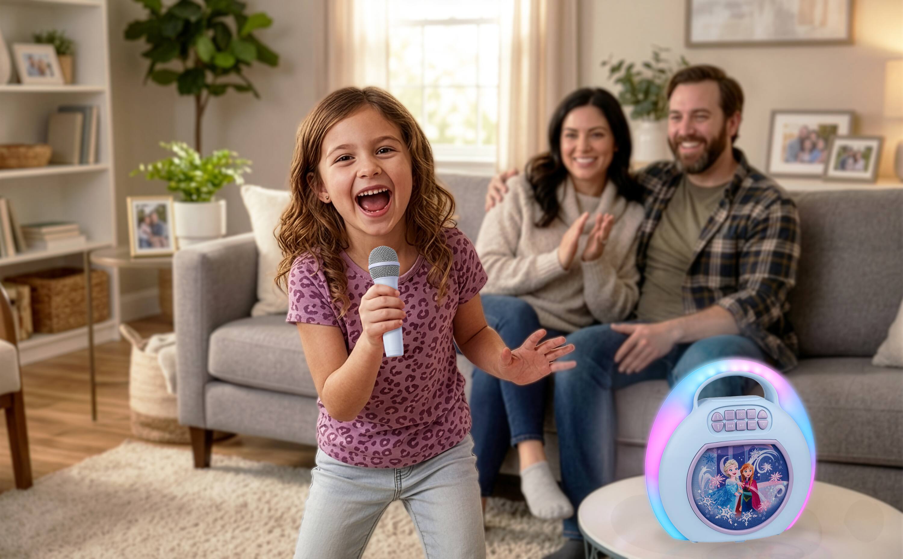 Angle. eKids - Disney Frozen Bluetooth Karaoke Machine for Kids with Wireless Microphone.