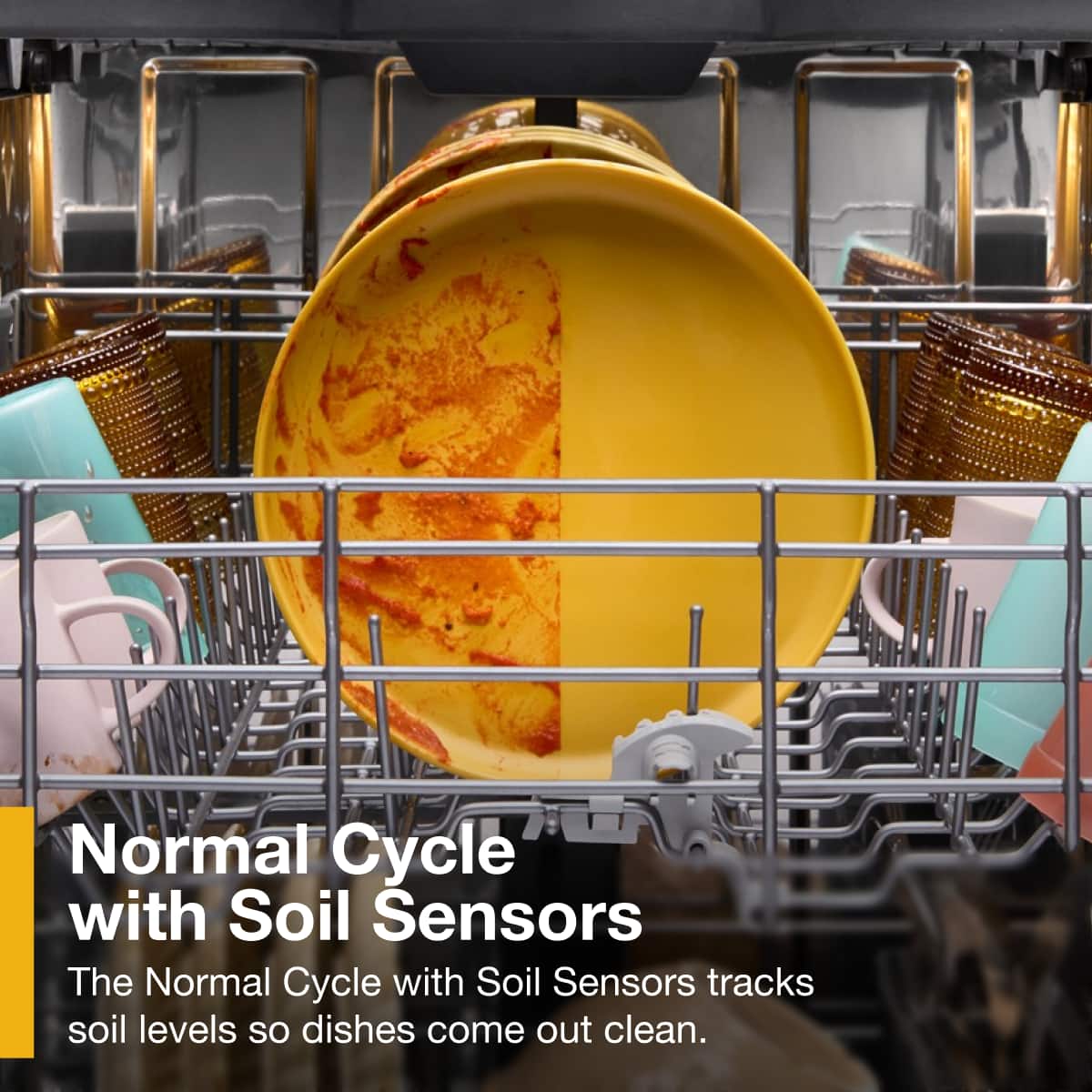 Normal Cycle with Soil Sensors
The Normal Cycle with Soil Sensors tracks soil levels so dishes come out clean.