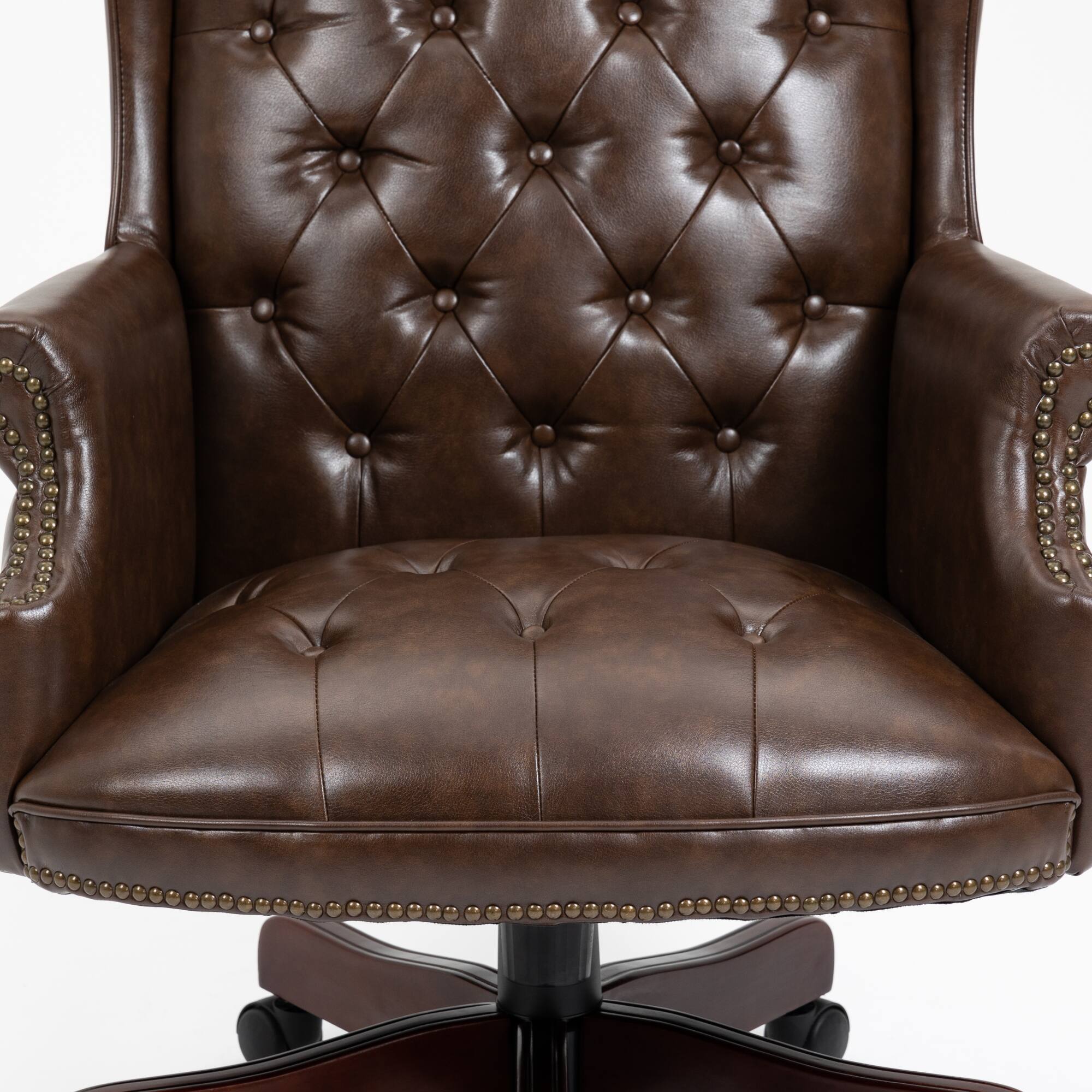 Alt View 2. GOODSILO - Premium High-Back Executive Office Chair with Ergonomic Support and Smooth-Rolling Casters Leather Design - Brown.