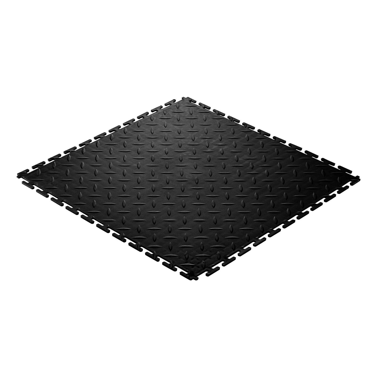 Alt View 5. VEVOR - Garage Floor Tiles Interlocking, 8 Pack 20.2 x 20.2 x 0.2 in Interlocking Modular Garage Flooring Tiles, Diamond Plate - Black.