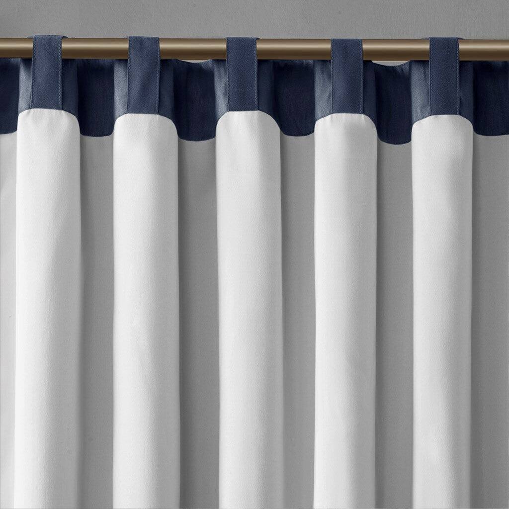 Left. BreeBe - Curtain Panel(Only 1 Pc Panel) - White+Blue.