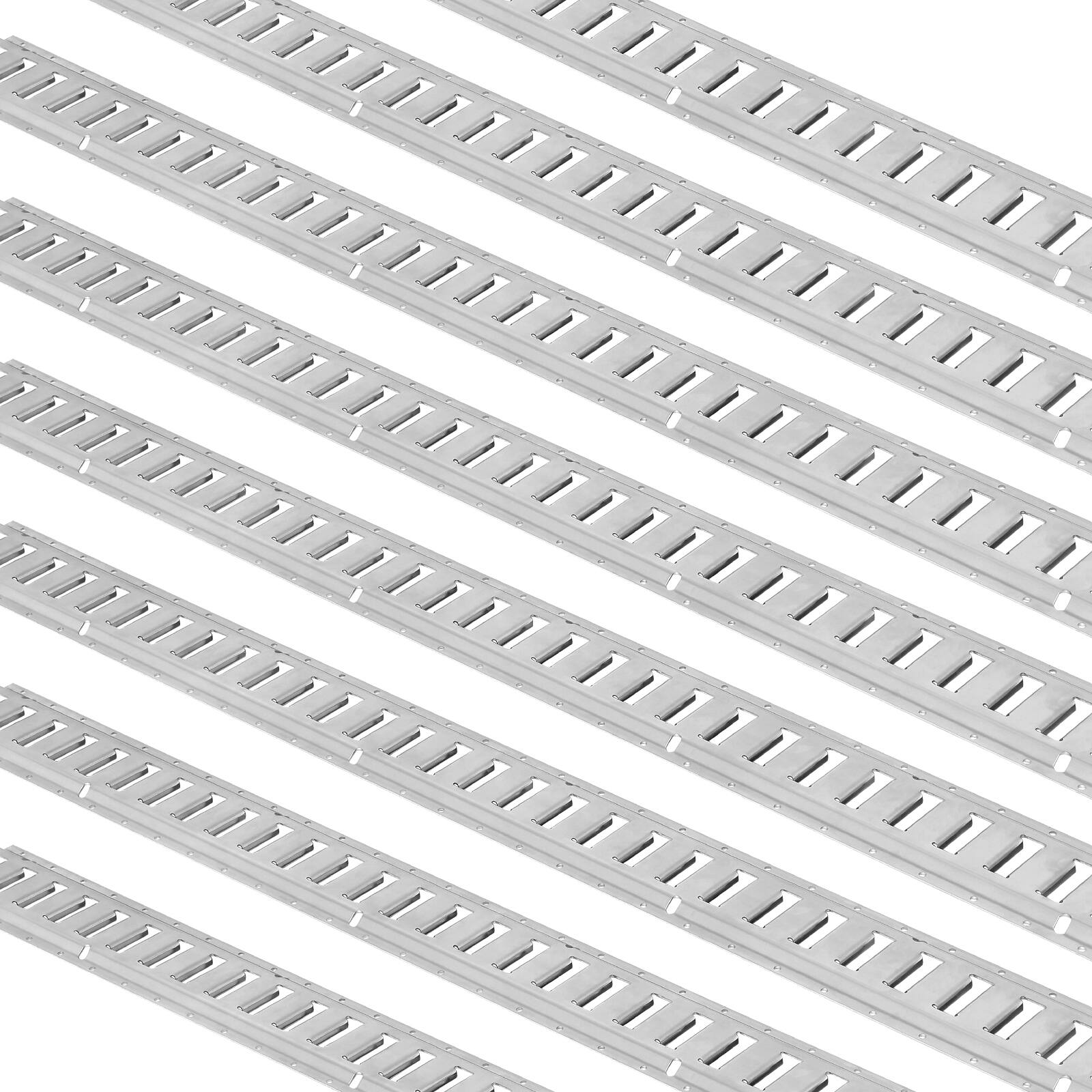 Alt View 5. VEVOR - E Track Tie-Down Rail Kit, 32PCS 5' E-Tracks Set Includes 8 Steel Rails & 8 O-Rings & 8 Tie-Offs with D-Ring - Silver.