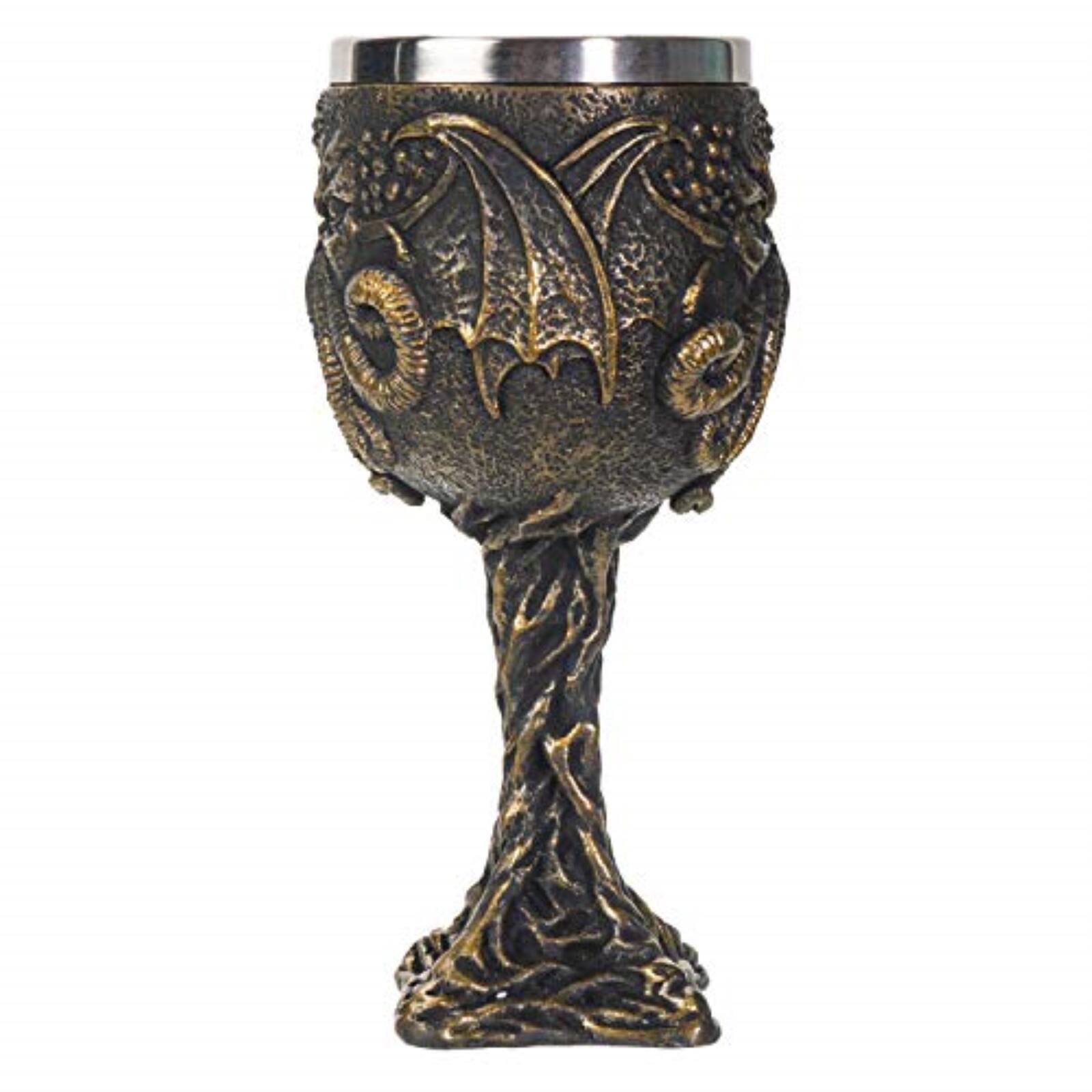 Angle. Pacific Trading - The Call of Cthulhu Sea Monster Goblet Wine Chalice Cup Resin Body Stainless Steel Cup 7 ounce - Multicolor.