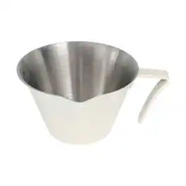 Unique Bargains - 1pc Stainless Steel Espresso Cup, V-Shaped Mouth Measuring Cup with Handle Scale 3.4oz/100ml - White
