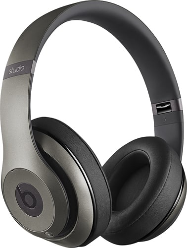 Beats by Dr. Dre - Geek Squad Certified Refurbished Beats Studio Wireless On-Ear Headphones - Titanium - Larger Front