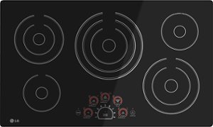 LG - 36" Built-In Electric Cooktop with 5 elements and Warming Zone - Black - Front_Zoom