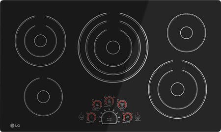 LG - 36" Built-In Electric Cooktop with 5 Elements and Warming Zone - Black