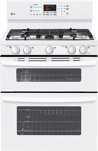 Front Standard. LG - 30" Self-Cleaning Freestanding Double Oven Gas Range - Smooth White.