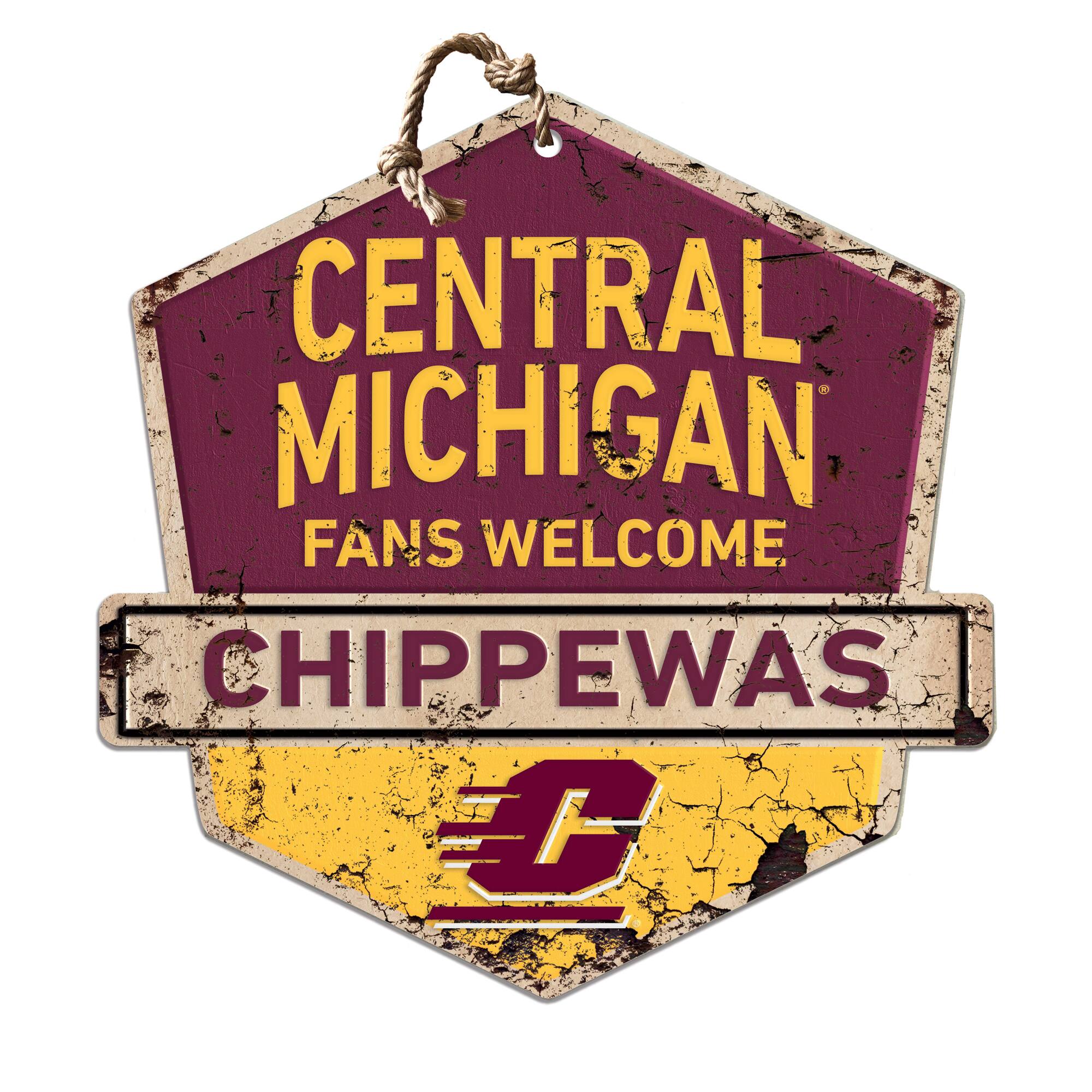 Cent. Michigan Chippewas 20'' x 20'' Fans Welcome Badge Sign
