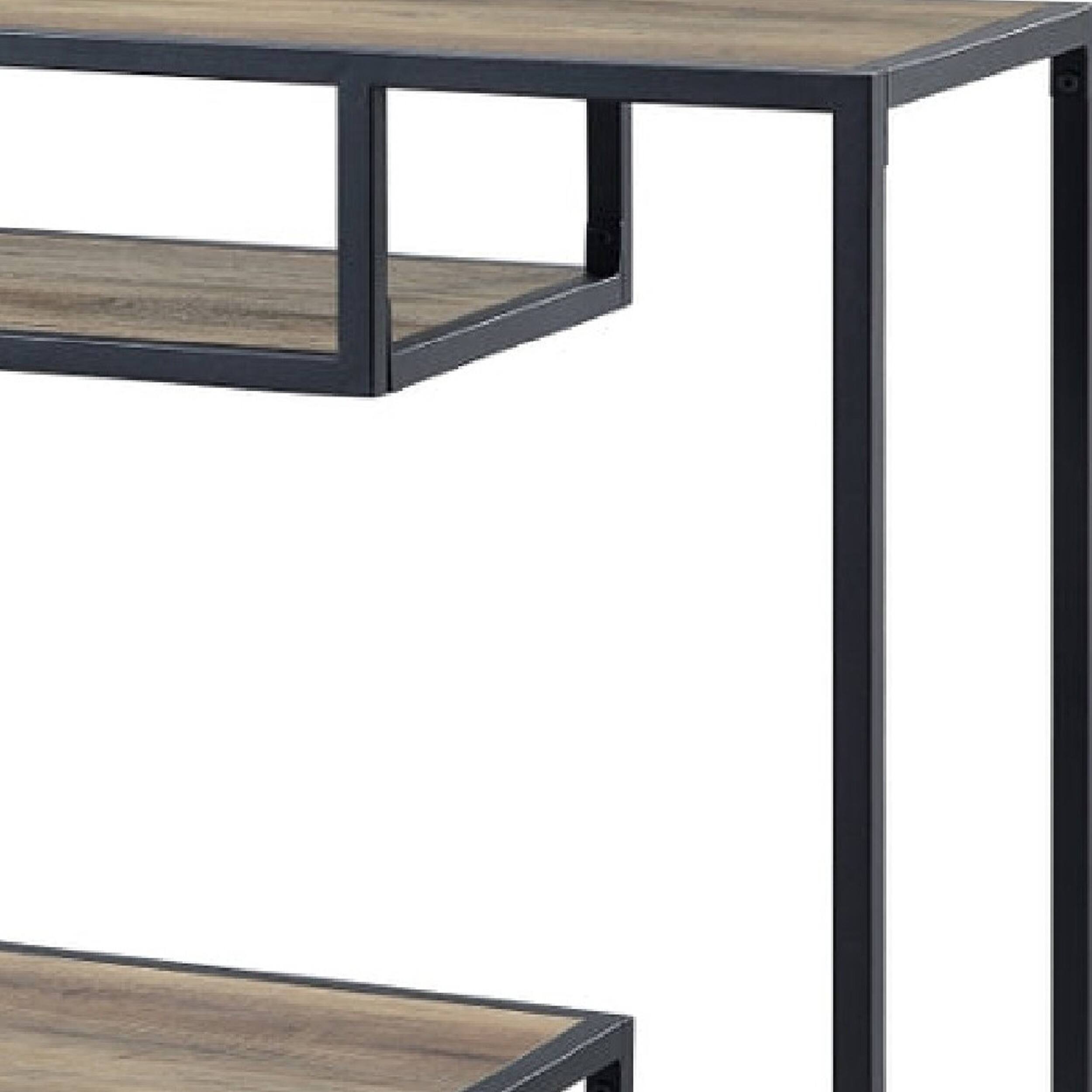 Alt View 2. Manhattan Lane - Lea 48 Inch Wood Sideboard Sofa Table, Grain Details, Metal, Rustic Oak - Brown.