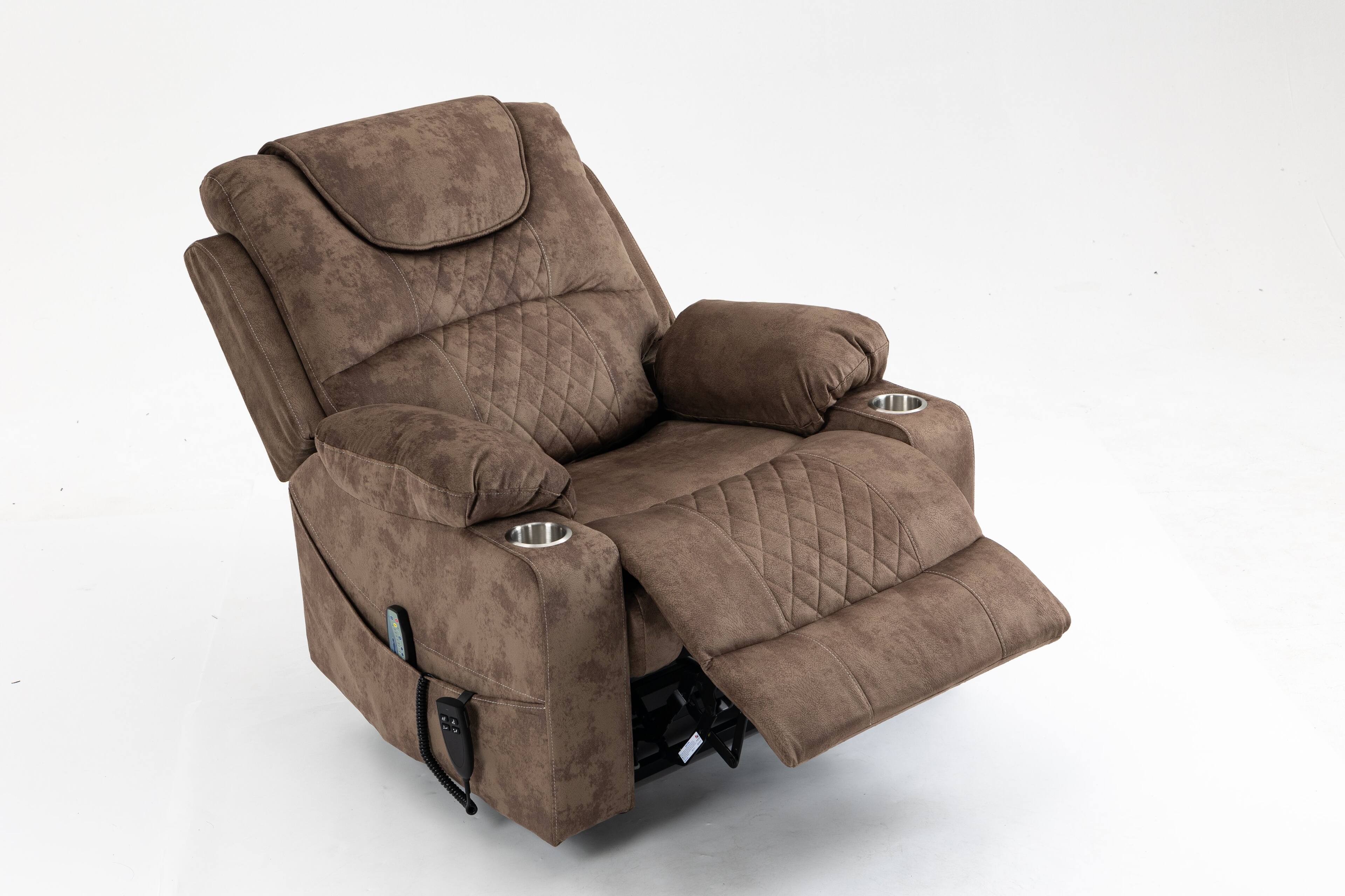 Back. TinyHomie - Lounge chair lift chair relax sofa chair sitting room furniture sitting room power supply elderly electric lounge chair - Brown.