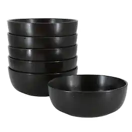 Gibson - Studio 3B Mio Modern Coupe 6 Piece 6.5 Inch Round Stoneware Bowl Set in Pepper - Black