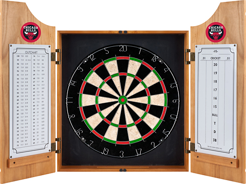 Chicago Bulls NBA Dart Cabinet Set with Darts and Board - Red, Black