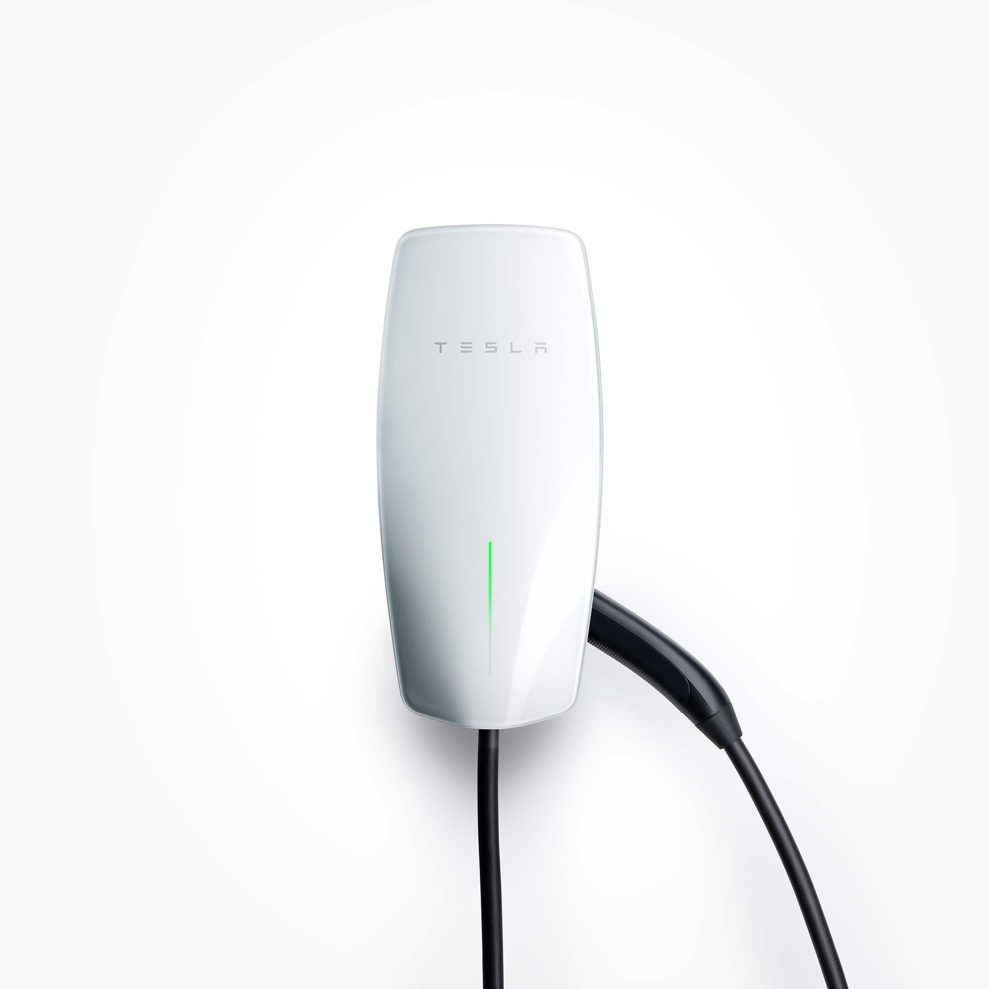 Tesla - Universal Wall Connector Level 2 Hardwired Electric Vehicle (EV) Charger – up to 48A– 24’ - White - Front_Zoom